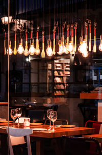 View of candles in restaurant