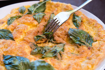 Close-up of food served in plate