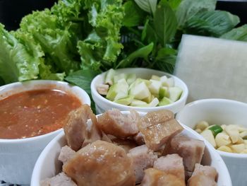 Close-up of meal served in plate