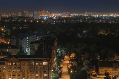 Aerial view of night city. kazan, russia