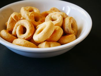 High angle view of food in bowl on table