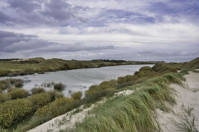 Scenic view of beach against sky