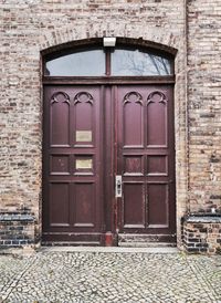 Closed door of old building