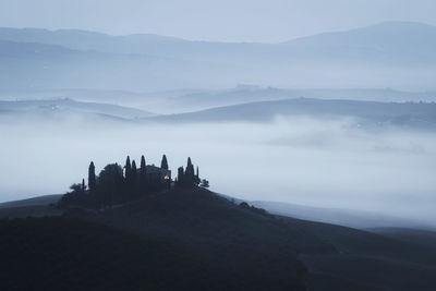 Misty sunrise in tuscany