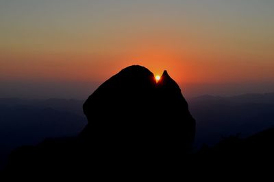 Portrait of silhouette man against sky during sunset