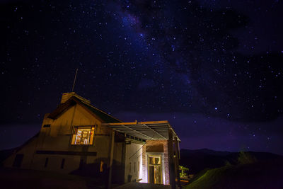 Low angle view of illuminated star field