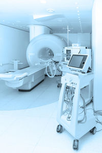 Medical ct or mri scan in the modern hospital laboratory. interior of radiography department. 