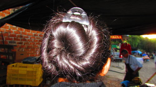 Rear view of woman