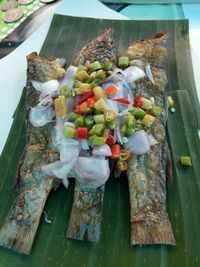 High angle view of vegetables