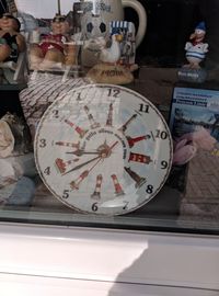 Close-up of clock at store