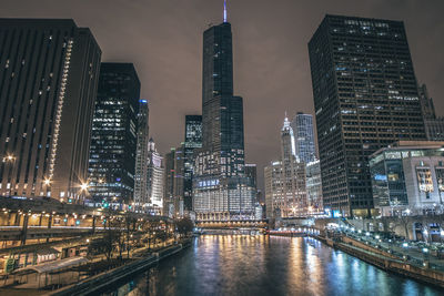 Illuminated city at night