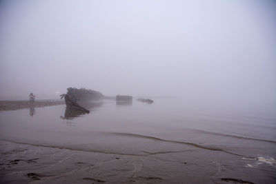 Scenic view of sea against sky during winter