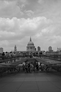 People on london millennium footbridge