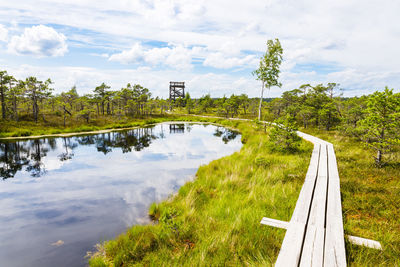 Scenic view of lake against sky