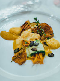 High angle view of meal served in plate