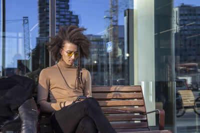 Young man using cell phone