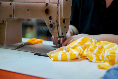 Close-up of sewing machine