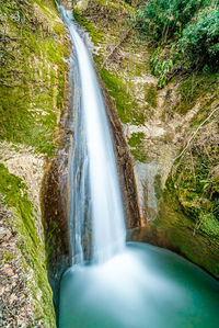 View of waterfall in forest