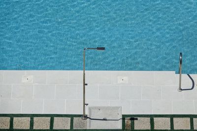 High angle view of swimming pool against sea