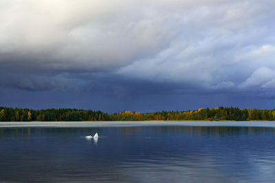 Scenic view of lake against sky