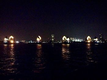 View of illuminated city at night