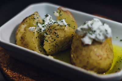 Close-up of bread in plate