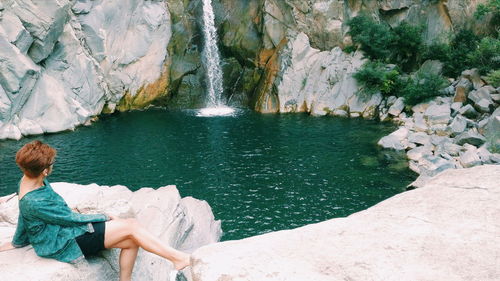 Woman standing in water