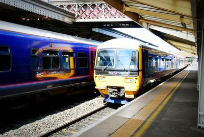 Train at railroad station platform