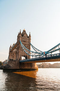 View of bridge over river against clear sky