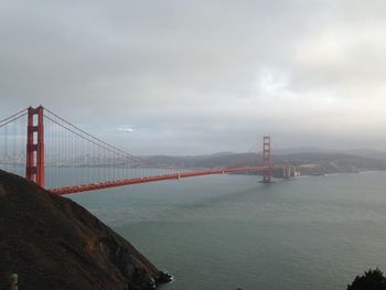 Suspension bridge over river