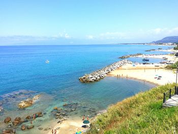 High angle view of beach against sky