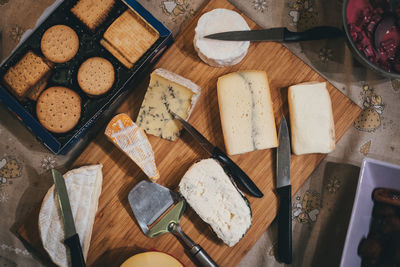 High angle view of food on table