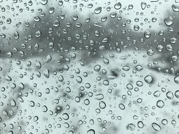 Full frame shot of raindrops on glass window