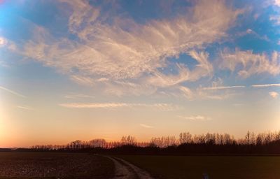 Scenic view of field against sky during sunset