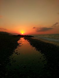 Scenic view of sunset over sea