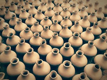 Full frame shot of clay vases