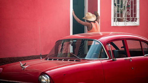 Red car window
