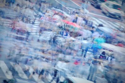 Blurred motion of cars on road