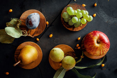 Directly above shot of fruits on table