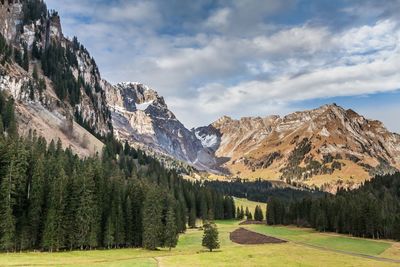 Scenic view of mountains against sky