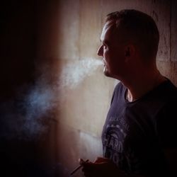 Side view of senior man