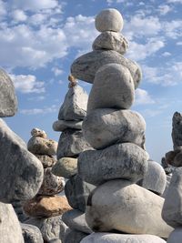 Low angle view of rocks balance