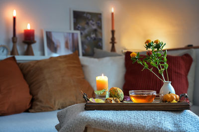 Potted plant on table at home