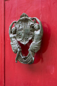 Close-up of door sculpture