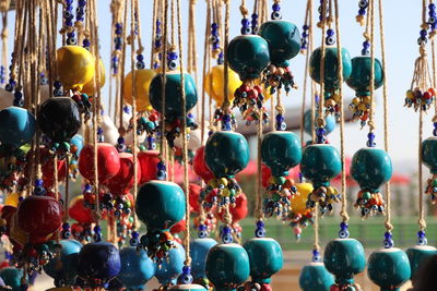 Close-up of decorations for sale in market