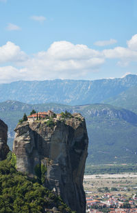 Holy monastery of holy trinity and part of kalambaka town