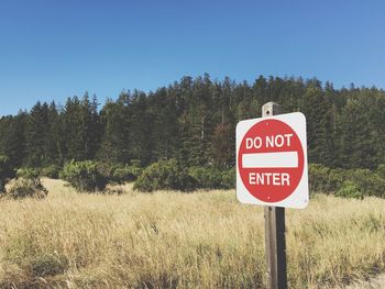 Do not enter sign on field against sky