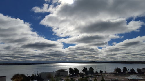 Scenic view of sea against cloudy sky