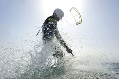 Kitesurfer in the sea