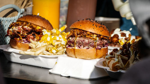Close-up of food on table